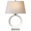Ring Form Small Table Lamp in Crystal with Natural Paper Shade - Salisbury & Manus