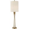 Robinson Tall Buffet Lamp in Hand-Rubbed Antique Brass and Alabaster with Natural Percale Shade - Salisbury & Manus