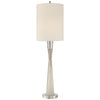 Robinson Tall Buffet Lamp in Polished Nickel and Alabaster with Natural Percale Shade - Salisbury & Manus
