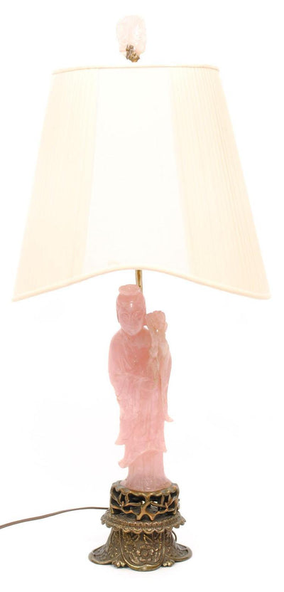 Rose Quartz Table Lamp with Silk Shade - Salisbury & Manus