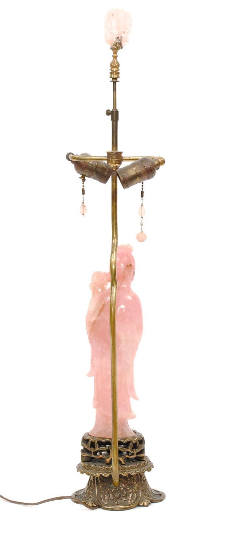 Rose Quartz Table Lamp with Silk Shade - Salisbury & Manus