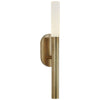 Rousseau Small Bath Sconce in Antique-Burnished Brass with Etched Crystal - Salisbury & Manus