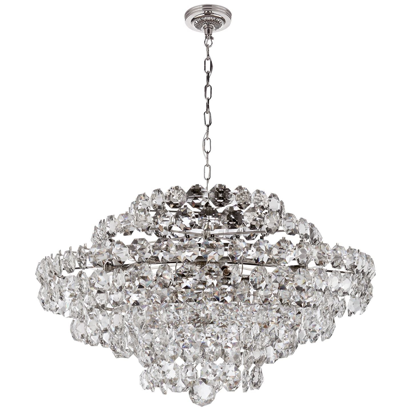 Sanger Large Chandelier in Polished Nickel with Crystal - Salisbury & Manus