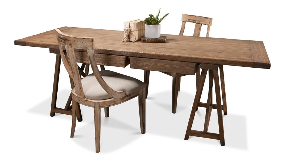Sawhorse Desk, Natural Polished Old Pine - Salisbury & Manus