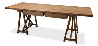 Sawhorse Desk, Natural Polished Old Pine - Salisbury & Manus