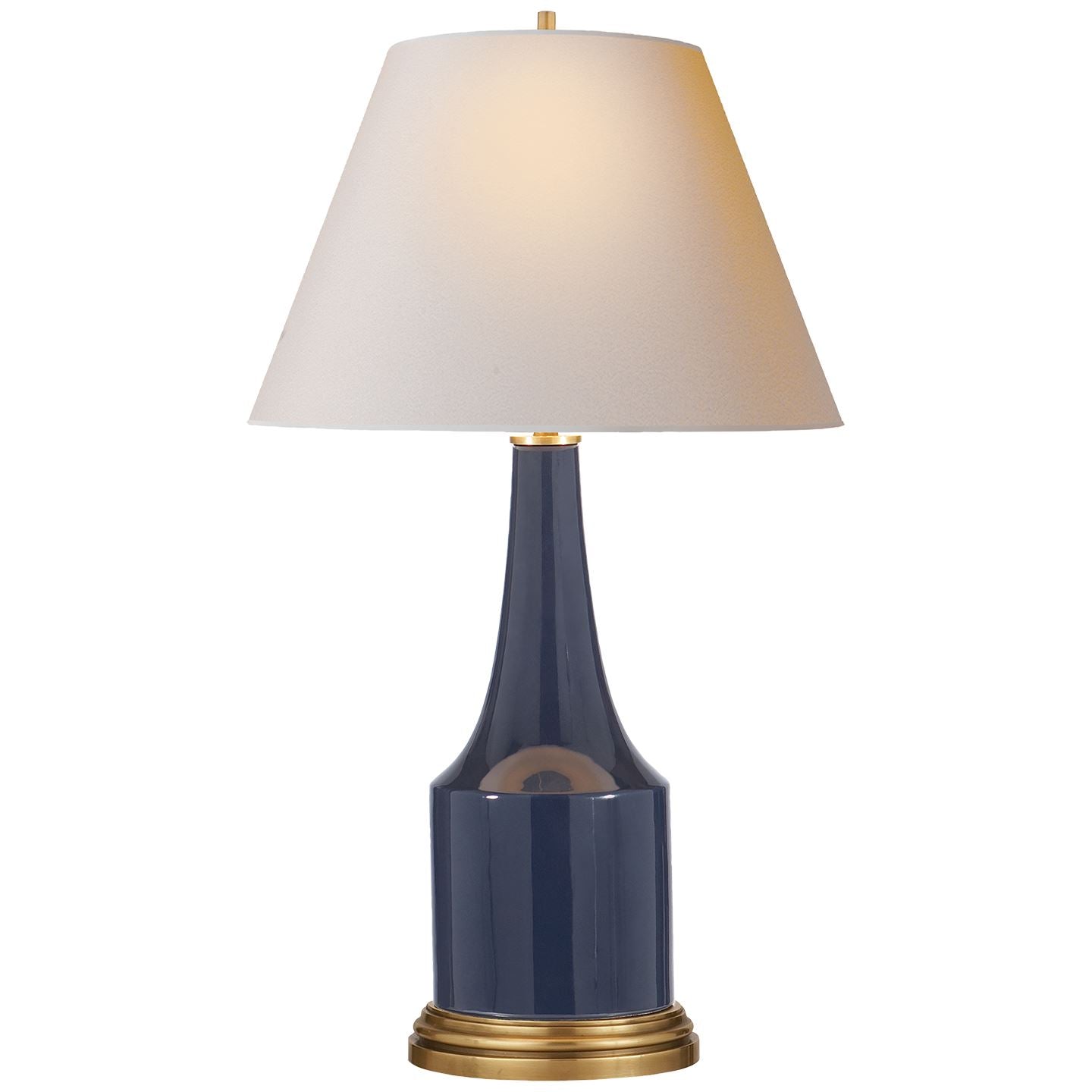 Sawyer Table Lamp in Midnight Blue Porcelain with Natural Paper Shade - Salisbury & Manus