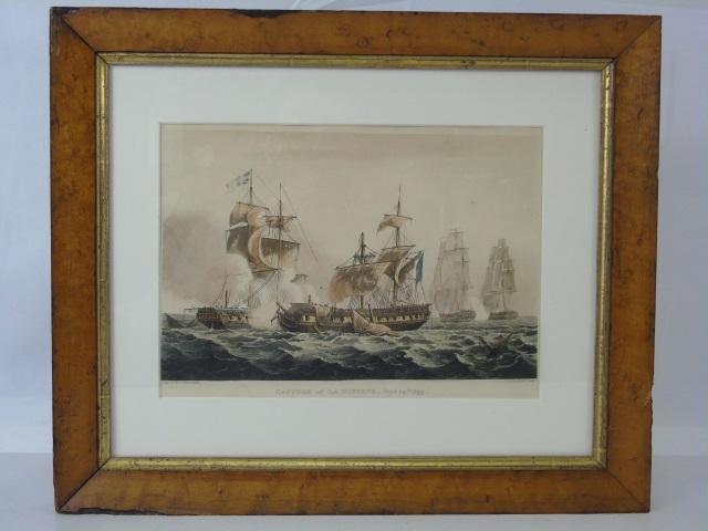 Set of Four Antique 19th C Marine Schooner Prints in Antique Birds Eye Maple  Frames. - Salisbury & Manus