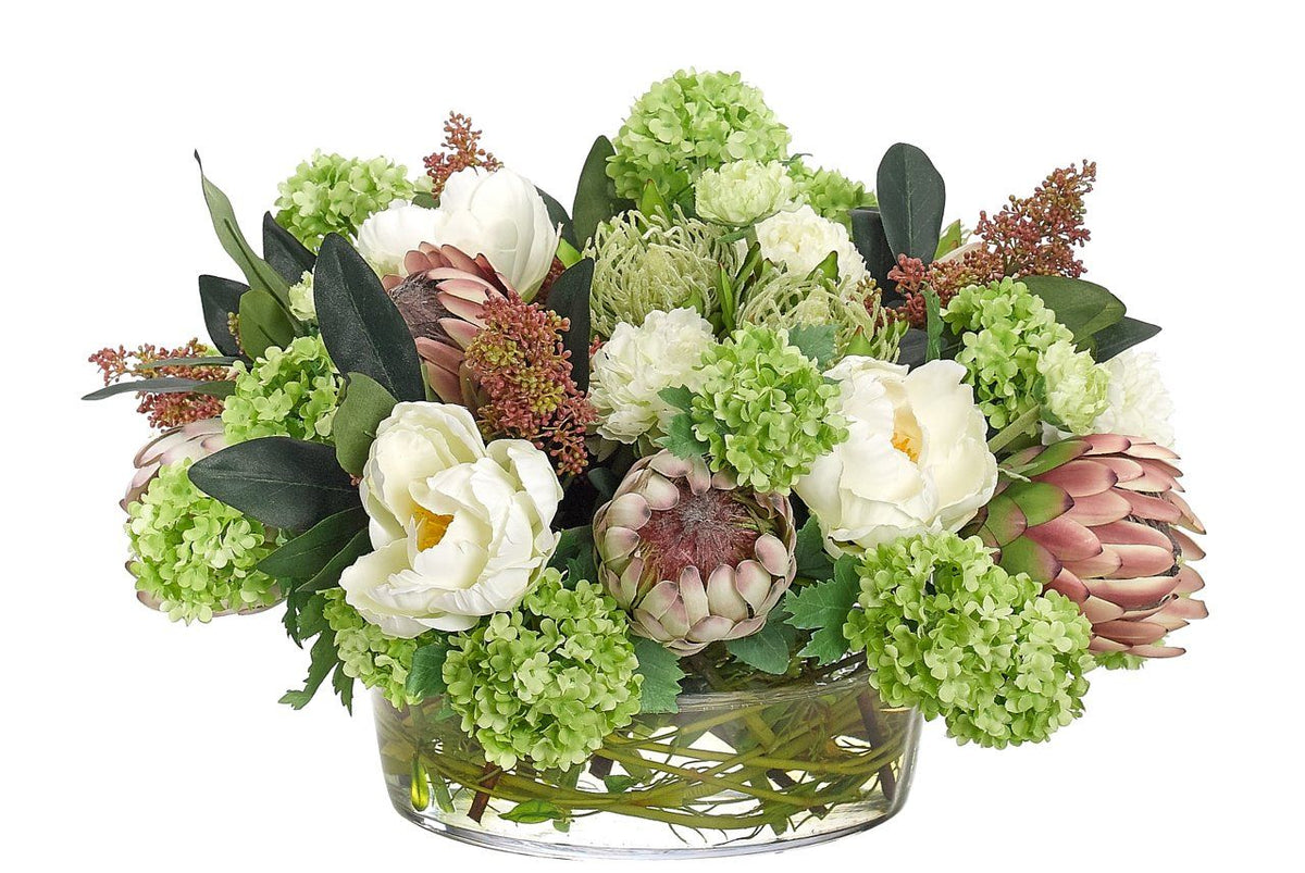 Silk Multi Floral in Glass Vase - Salisbury &amp; Manus