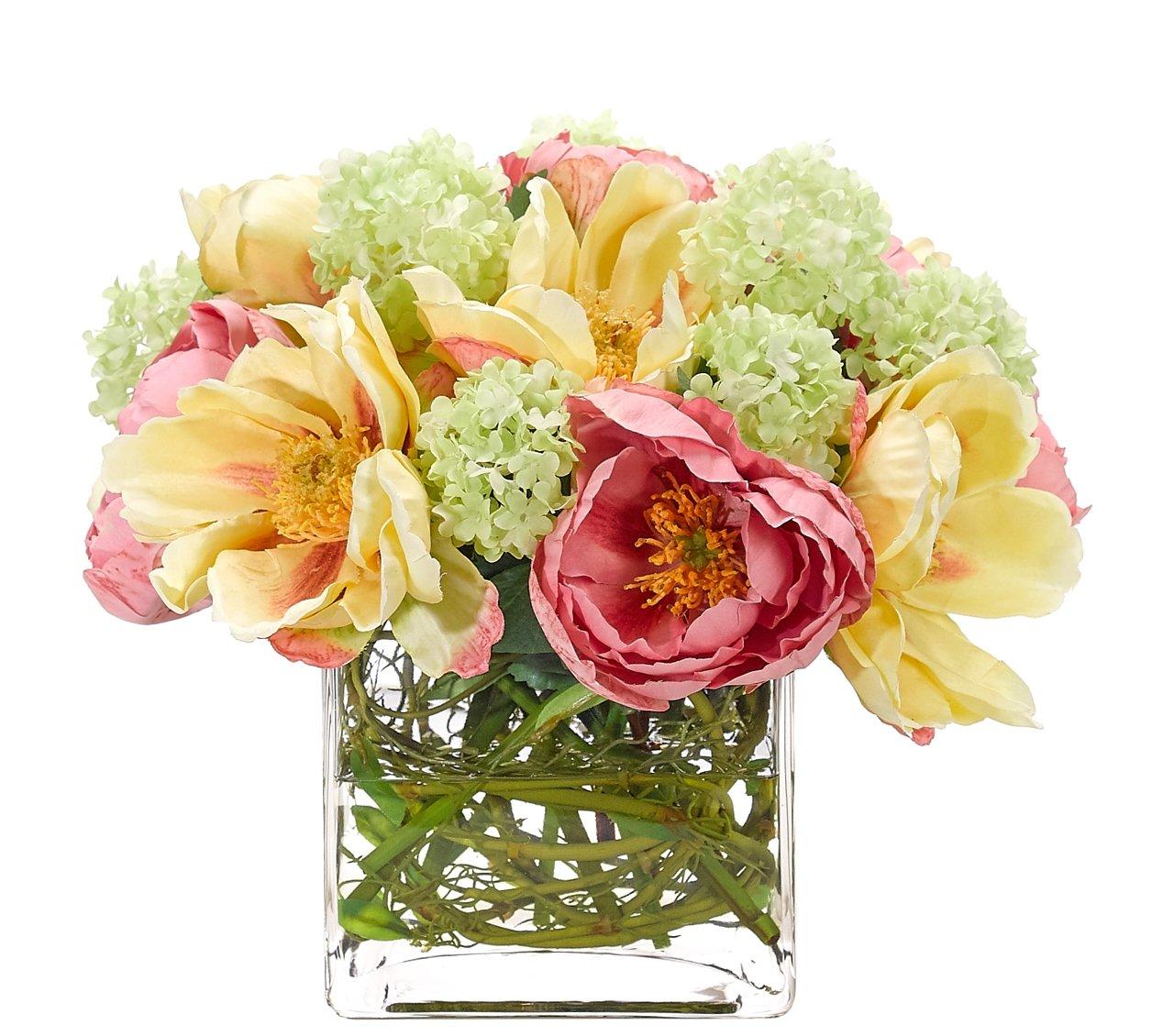 Silk Peopnyt Multi Color in Glass Vase - Salisbury & Manus