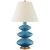 Smith Large Table Lamp in Aqua Crackle with Natural Percale Shade - Salisbury & Manus