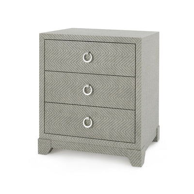 SPEARS 3-DRAWER SIDE TABLE, GREY CHEVRON WEAVE