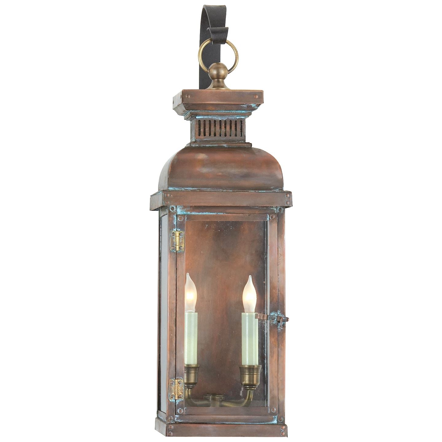 Suffork Medium Scroll Arm Lantern in Natural Copper - Salisbury & Manus