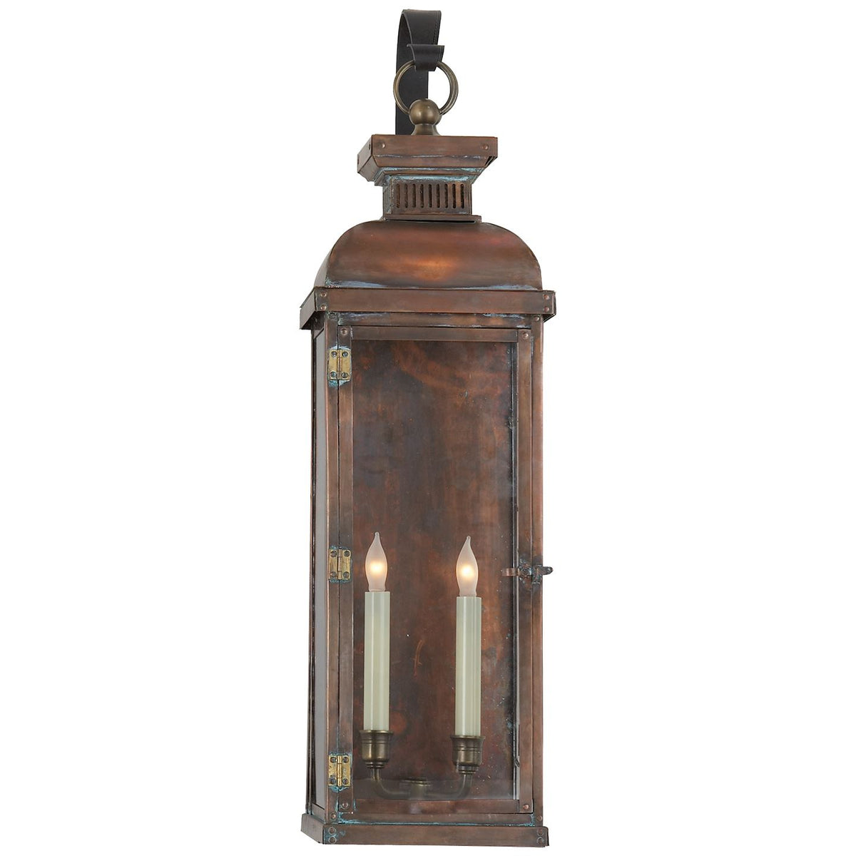 Suffork Tall Scroll Arm Lantern in Natural Copper - Salisbury &amp; Manus