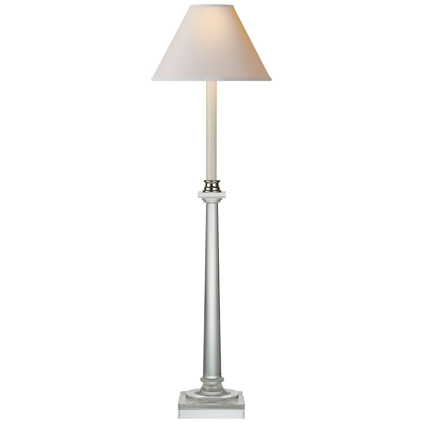 Swedish Column Buffet Lamp in Crystal with Natural Paper Shade - Salisbury & Manus
