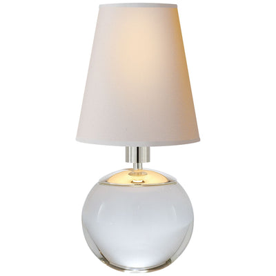 Terri Tiny Round Accent Lamp in Crystal with Natural Paper Shade - Salisbury & Manus