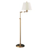 Triple Swing Arm Floor Lamp in Hand-Rubbed Antique Brass with Linen Shade - Salisbury & Manus