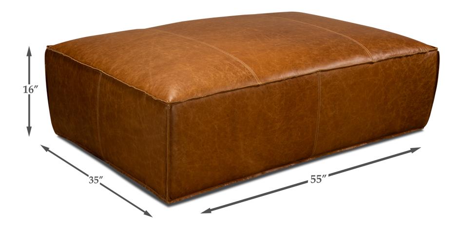Utah Ottoman, Columbia Brown Leather - Salisbury & Manus