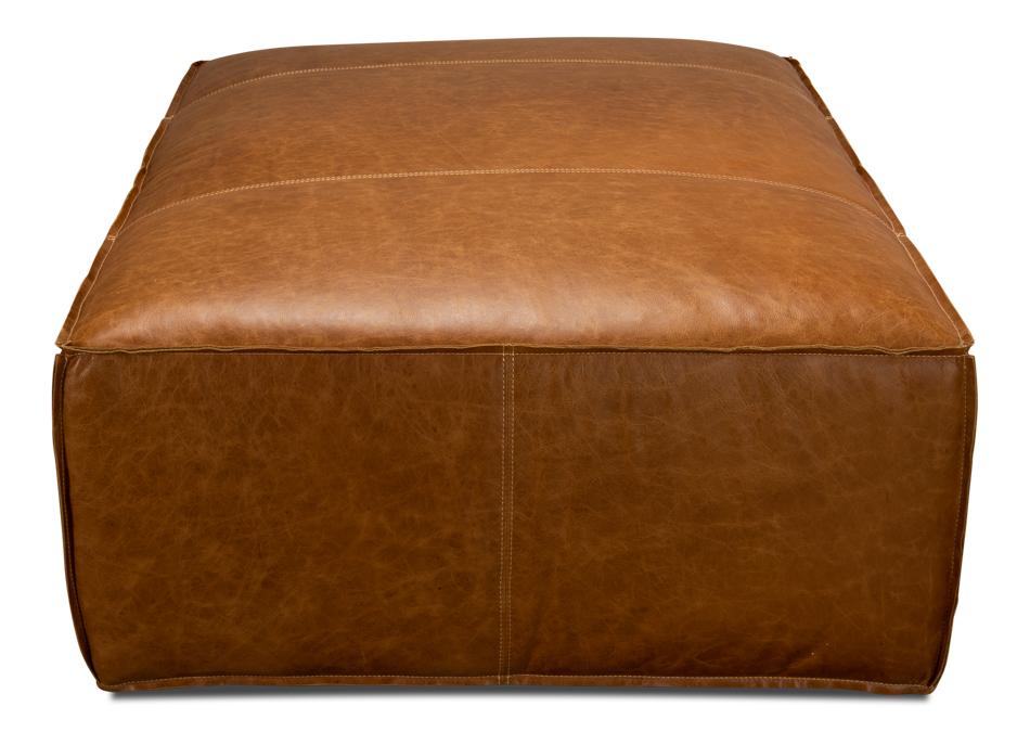 Utah Ottoman, Columbia Brown Leather - Salisbury & Manus