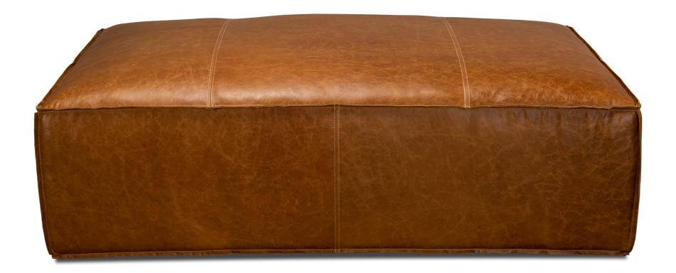 Utah Ottoman, Columbia Brown Leather - Salisbury & Manus