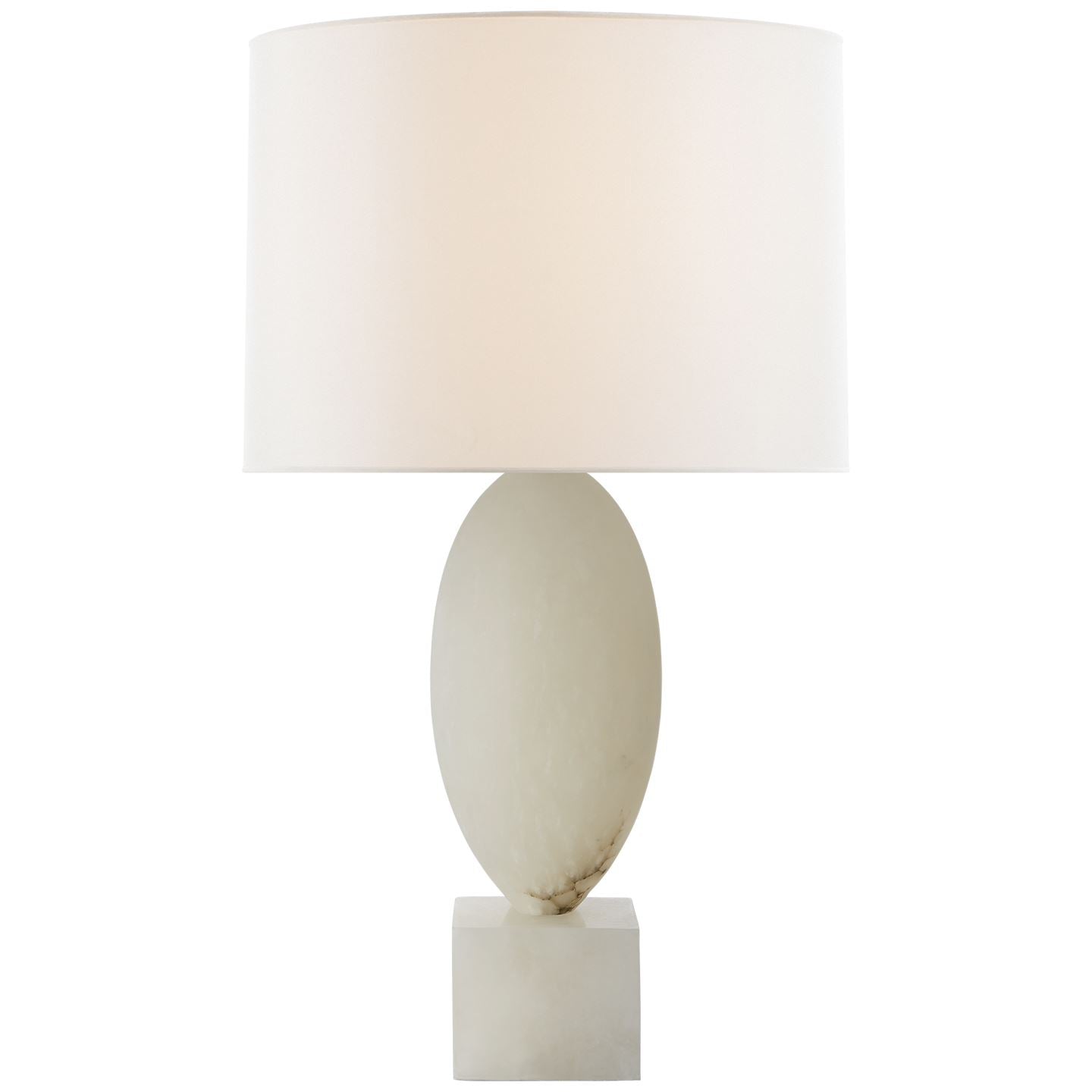 Versa Large Table Lamp in Alabaster with Linen Shade - Salisbury & Manus