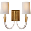 Vivian Double Sconce in Hand-Rubbed Antique Brass with Natural Paper Shades - Salisbury & Manus