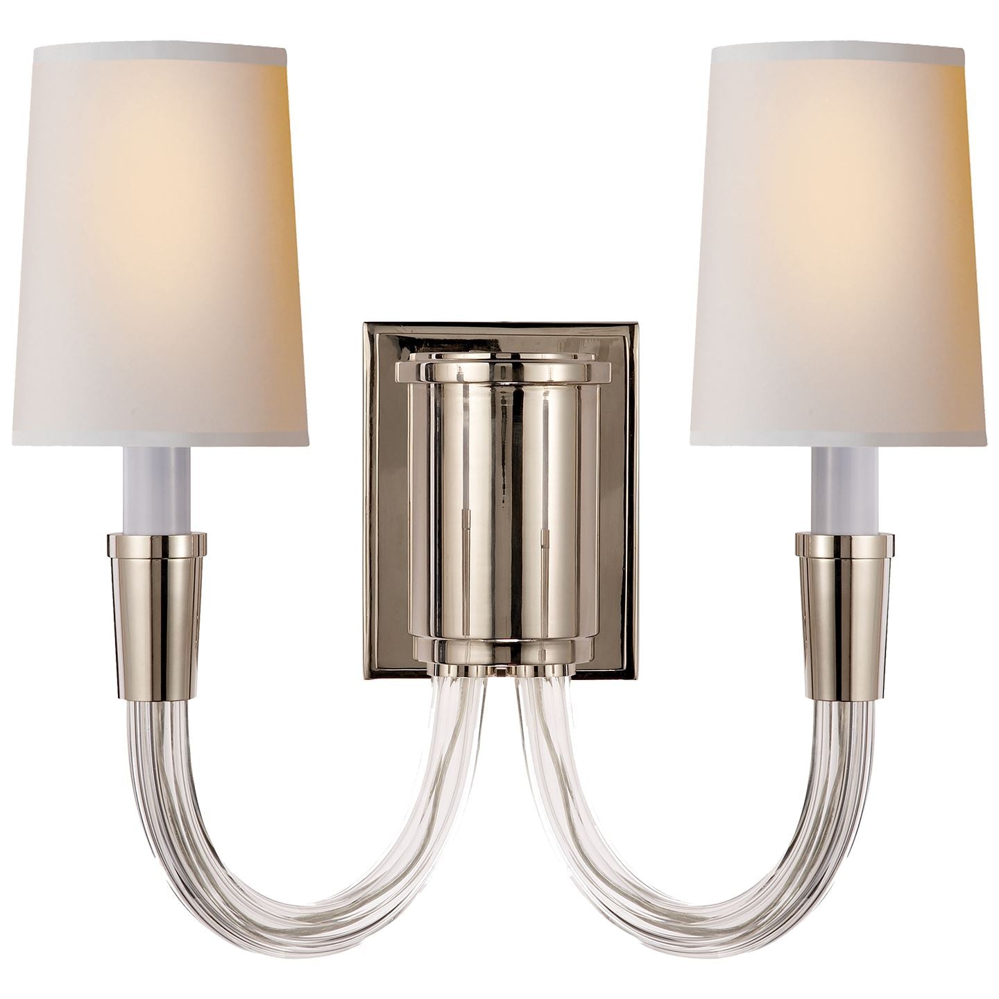 Vivian Double Sconce in Polished Nickel with Natural Paper Shades - Salisbury & Manus
