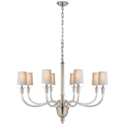 Vivian Large One-Tier Chandelier in Polished Nickel with Natural Paper Shades - Salisbury & Manus