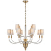 Vivian Large Two-Tier Chandelier in Hand-Rubbed Antique Brass with Natural Paper Shades - Salisbury & Manus