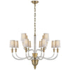 Vivian Large Two-Tier Chandelier in Hand-Rubbed Antique Brass with Natural Paper Shades - Salisbury & Manus