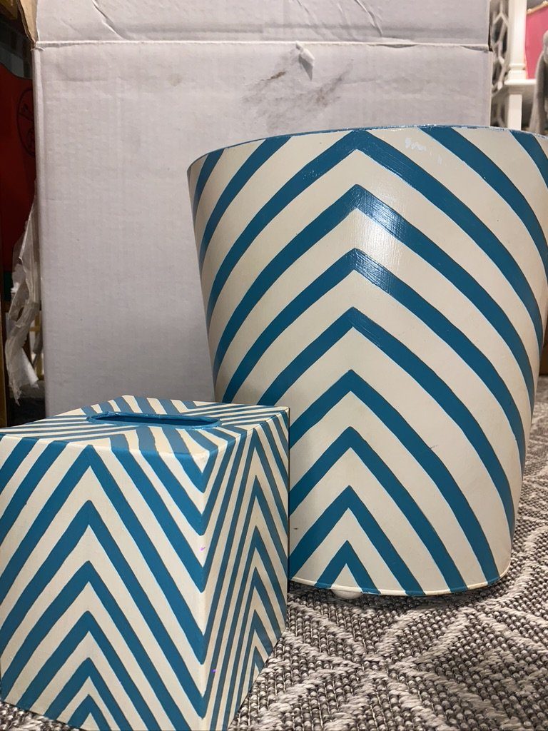 Wastebasket & Tissue Box Chevron