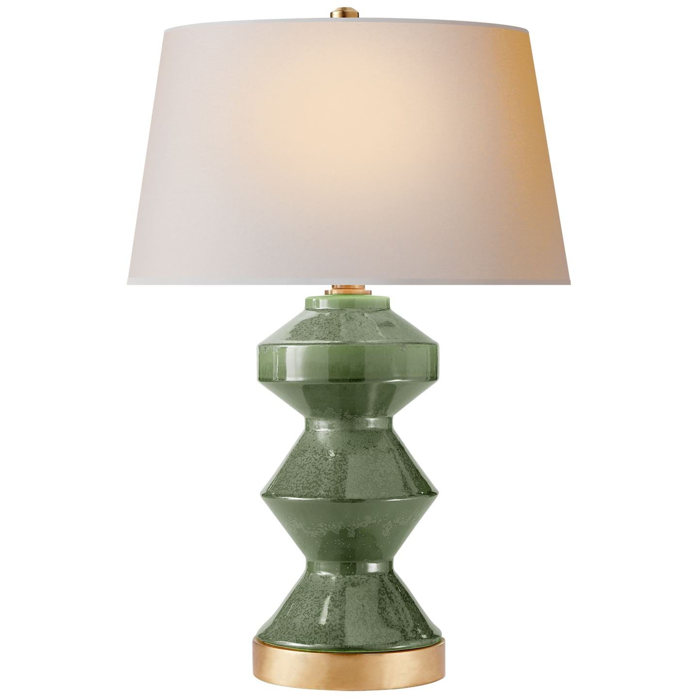 Weller Zig-Zag Table Lamp in Shellish Kiwi with Natural Paper Shade - Salisbury & Manus