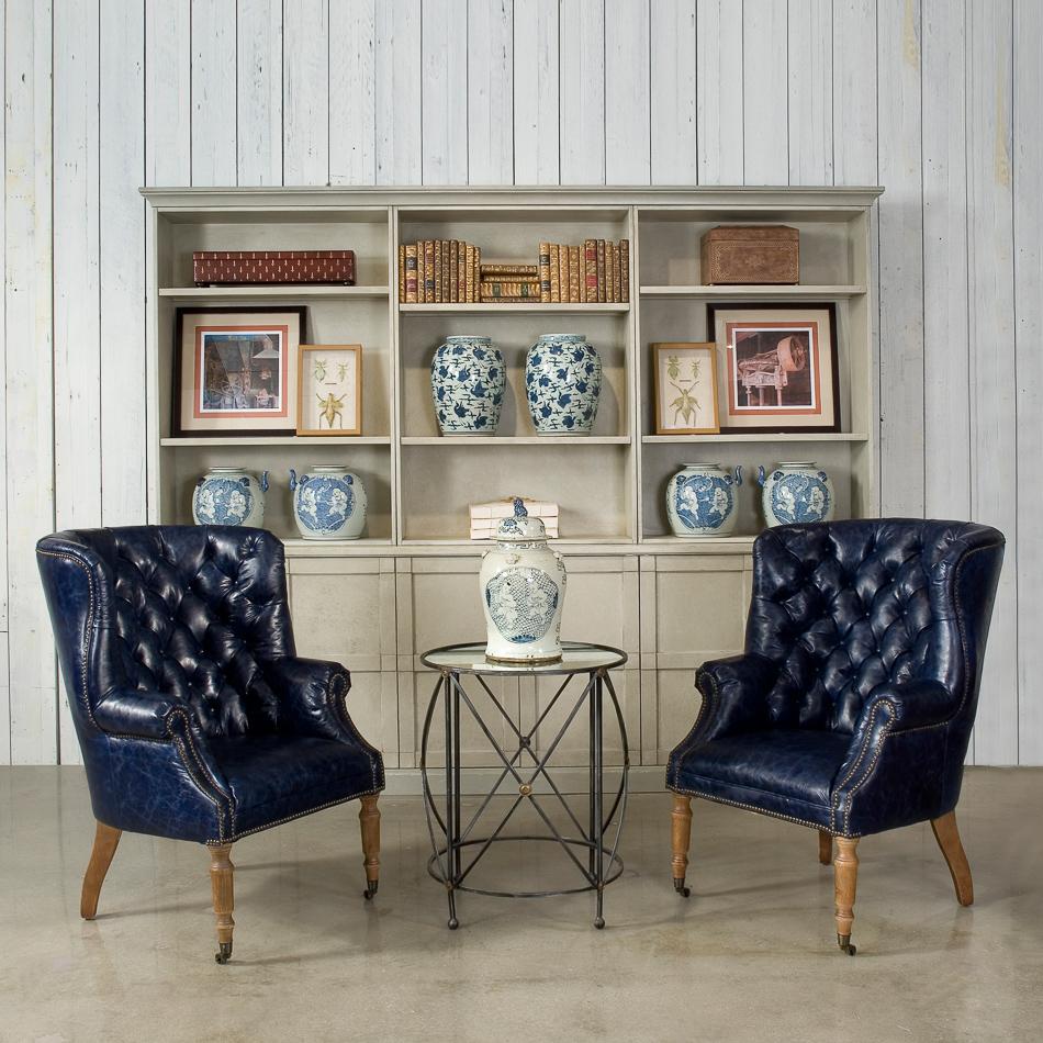 Welsh Blue Leather Chair - Salisbury & Manus