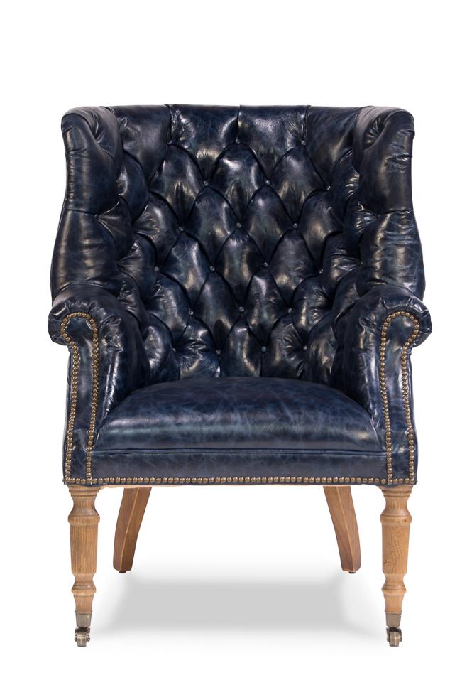 Welsh Blue Leather Chair - Salisbury & Manus