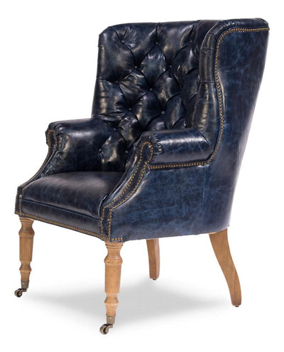 Welsh Blue Leather Chair - Salisbury & Manus