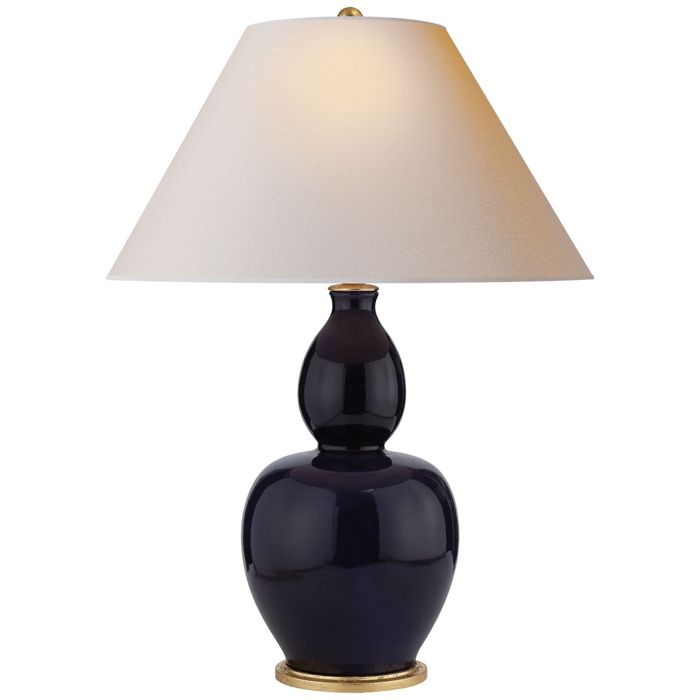Yue Double Gourd Table Lamp in Denim with Natural Paper Shade - Salisbury & Manus
