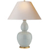 Yue Double Gourd Table Lamp in Ice Blue with Natural Paper Shade - Salisbury & Manus