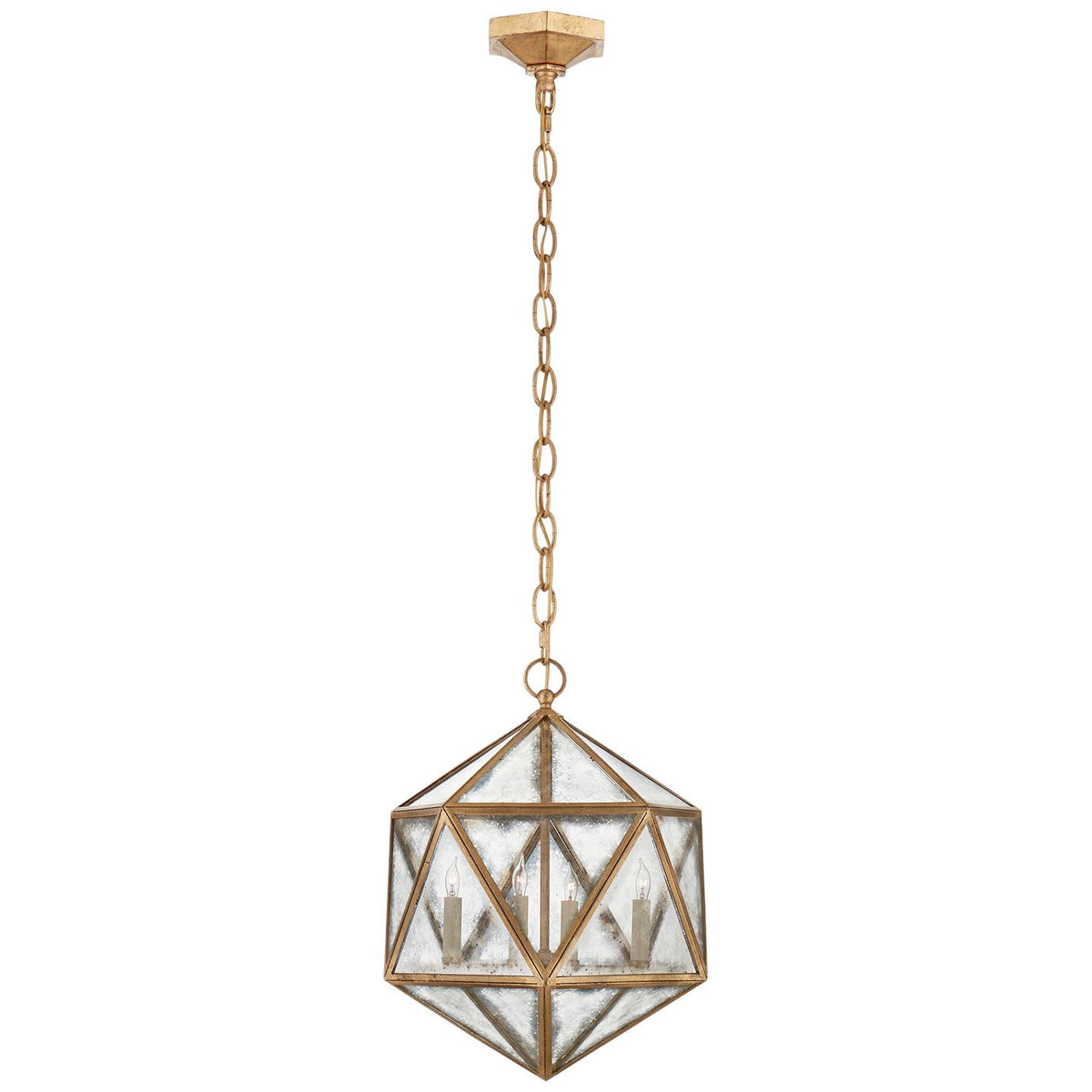 Zeno Medium 18 Facet Hedron Lantern in Gilded Iron - Salisbury &amp; Manus