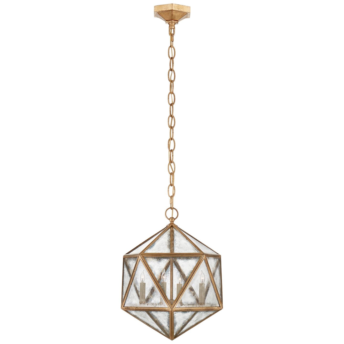Zeno Medium 18 Facet Hedron Lantern in Gilded Iron - Salisbury & Manus